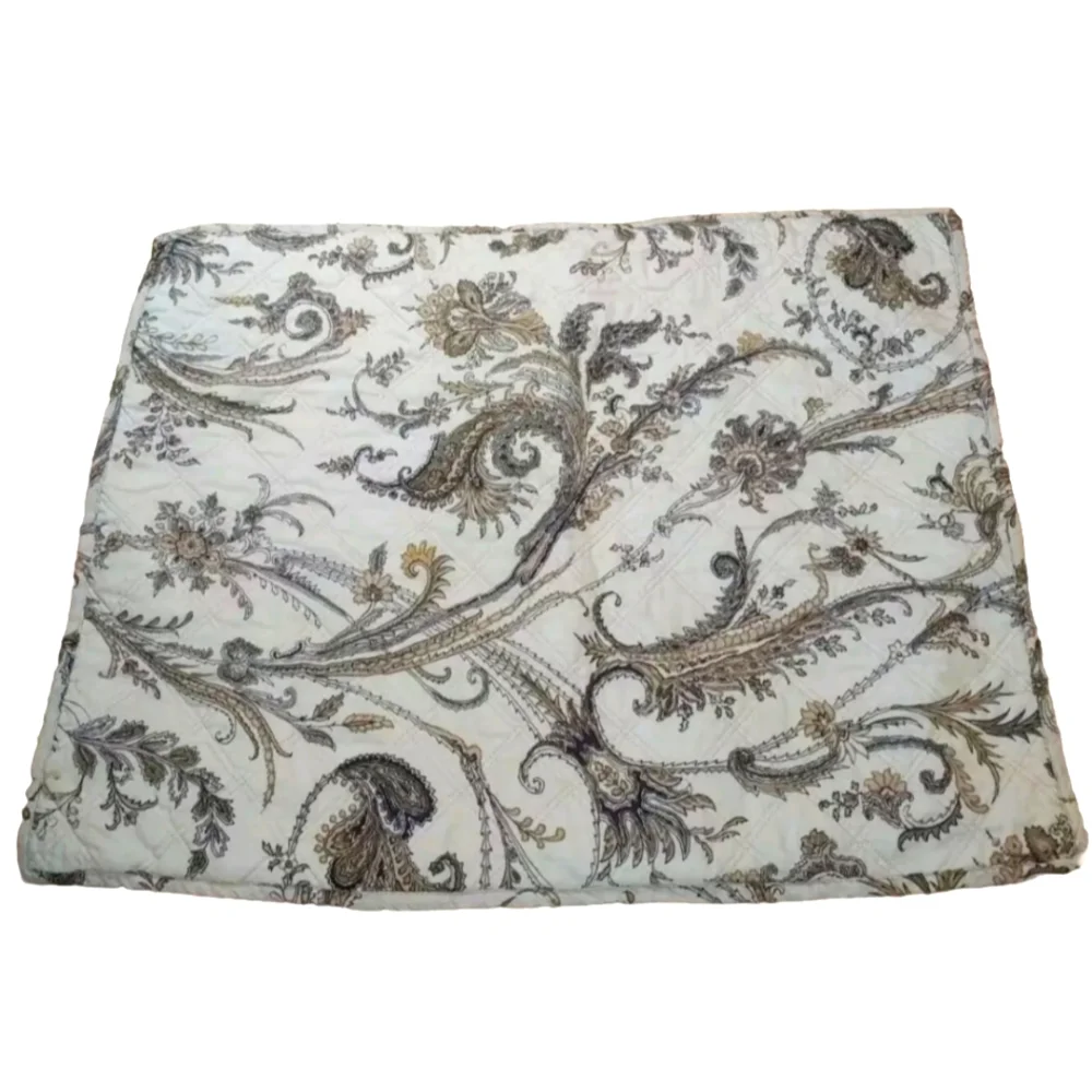 Lauren Ralph Lauren Newbury Port Pailsey Quilted 2 Pillow Shams Cream 20 X 26 In